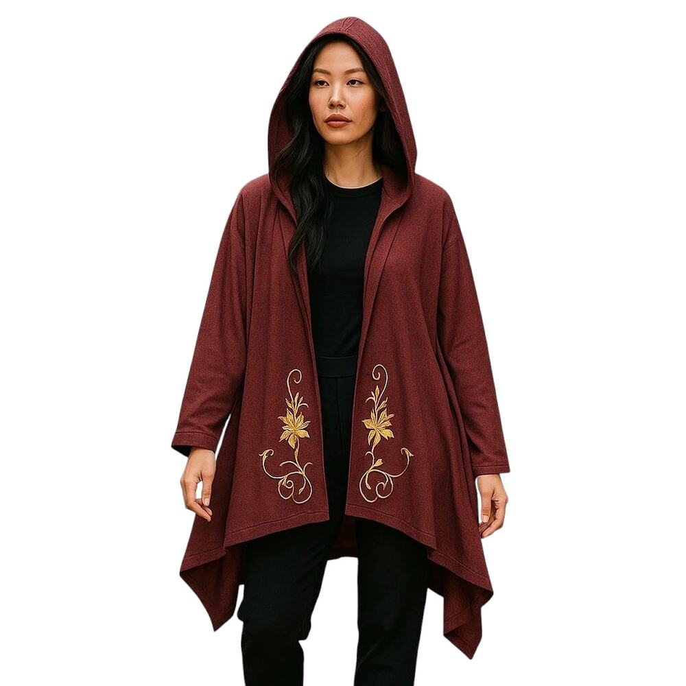 Disney Cardigan sz 5 Tangled Mother Gothel Embroidered Hooded Draped Front‎ Cape